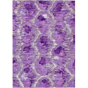 Photo of Lavender Purple And Ivory Abstract Washable Indoor Outdoor Area Rug