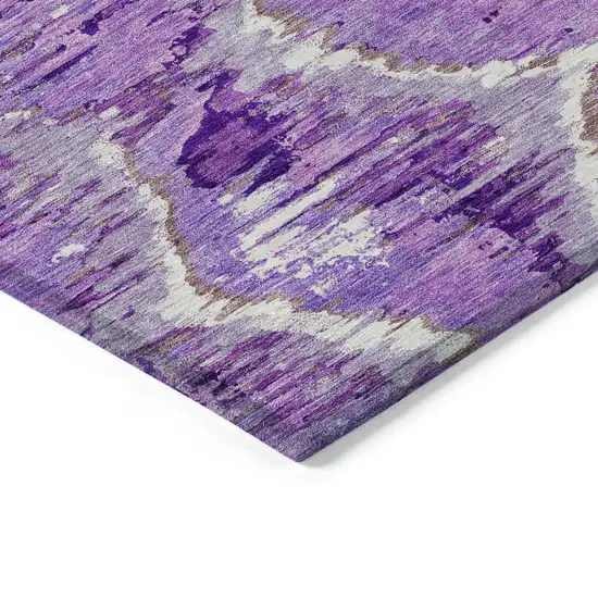Lavender Purple And Ivory Abstract Washable Indoor Outdoor Area Rug Photo 5