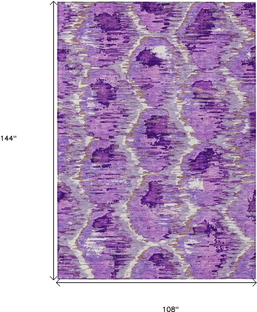 Lavender Purple And Ivory Abstract Washable Indoor Outdoor Area Rug Photo 3