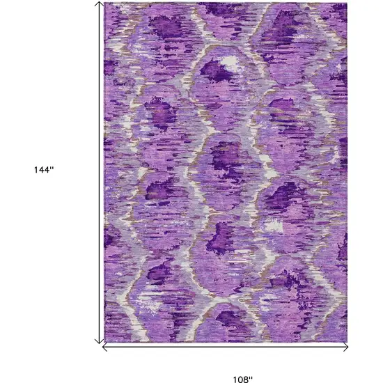Lavender Purple And Ivory Abstract Washable Indoor Outdoor Area Rug Photo 3