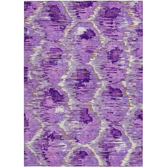 Lavender Purple And Ivory Abstract Washable Indoor Outdoor Area Rug Photo 6