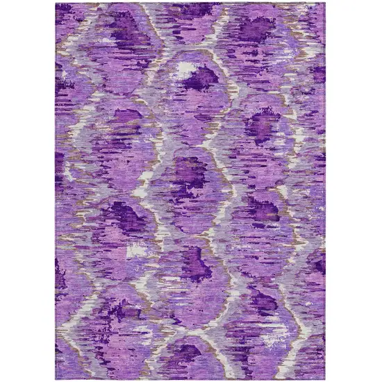 Lavender Purple And Ivory Abstract Washable Indoor Outdoor Area Rug Photo 6