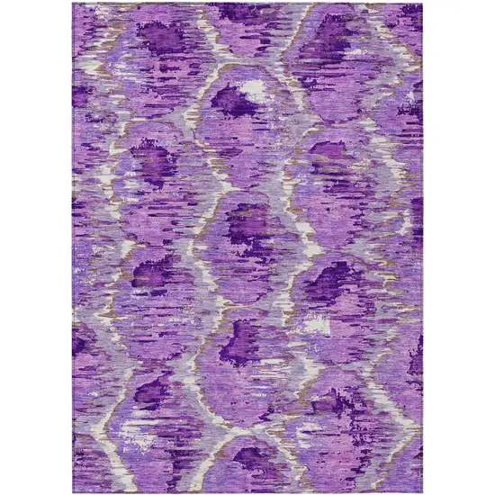 Lavender Purple And Ivory Abstract Washable Indoor Outdoor Area Rug Photo 1