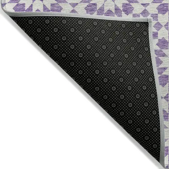 Lavender Purple And Ivory Floral Medallion Washable Indoor Outdoor Area Rug Photo 3
