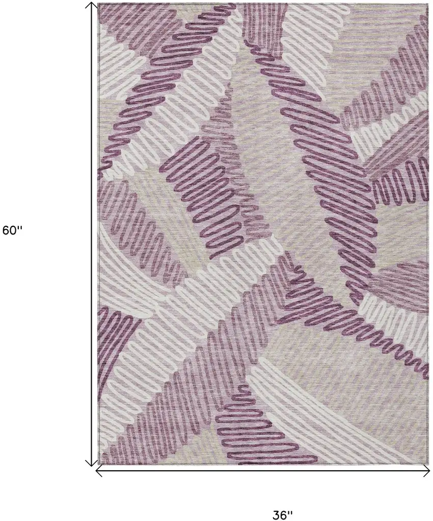 Lavender Purple And Ivory Floral Washable Indoor Outdoor Area Rug Photo 3