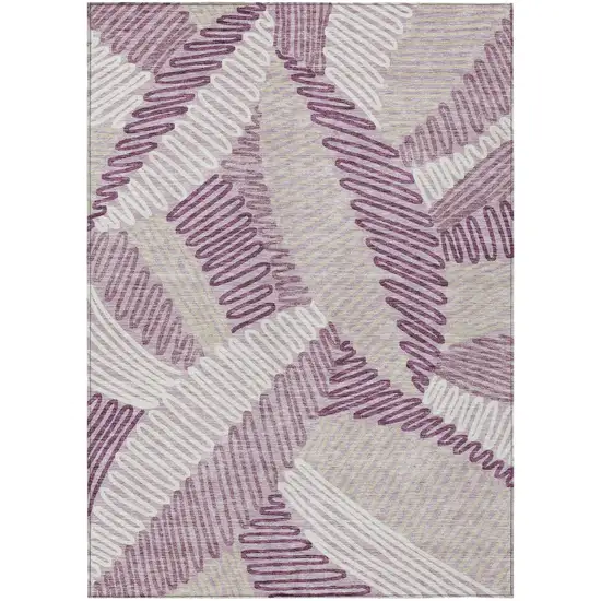 Lavender Purple And Ivory Floral Washable Indoor Outdoor Area Rug Photo 2