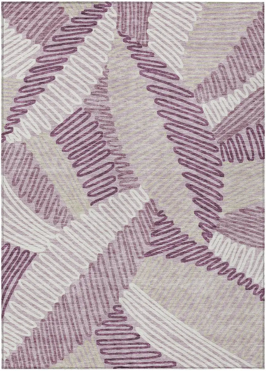 Lavender Purple And Ivory Floral Washable Indoor Outdoor Area Rug Photo 2