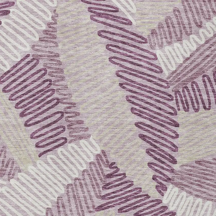 Lavender Purple And Ivory Floral Washable Indoor Outdoor Area Rug Photo 7