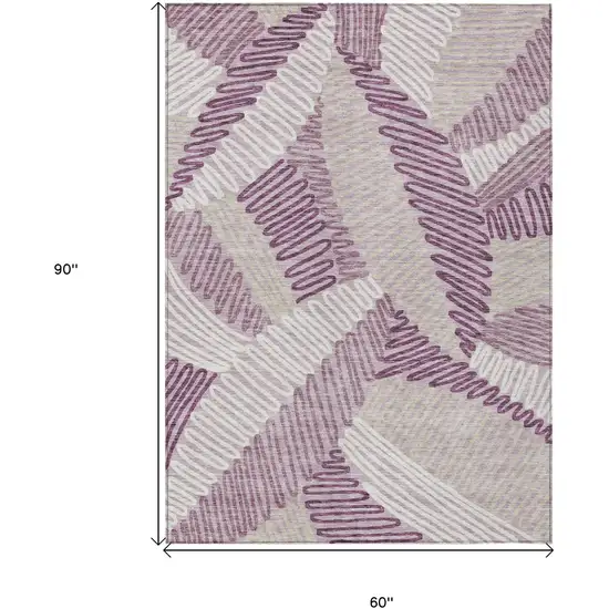 Lavender Purple And Ivory Floral Washable Indoor Outdoor Area Rug Photo 3