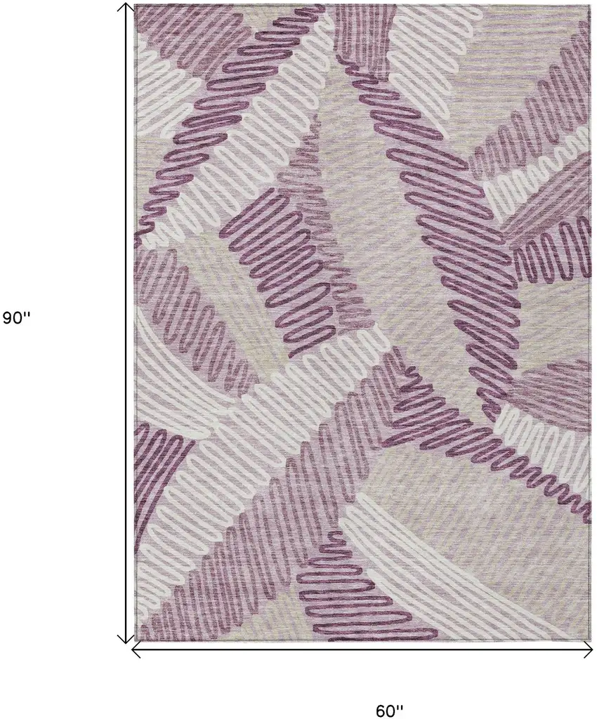 Lavender Purple And Ivory Floral Washable Indoor Outdoor Area Rug Photo 3