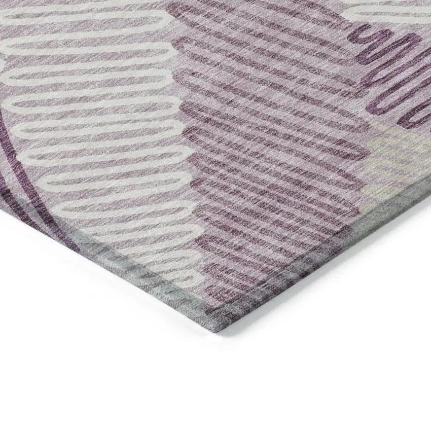 Lavender Purple And Ivory Floral Washable Indoor Outdoor Area Rug Photo 5