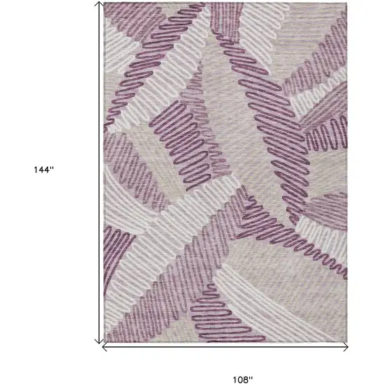Lavender Purple And Ivory Floral Washable Indoor Outdoor Area Rug Photo 3