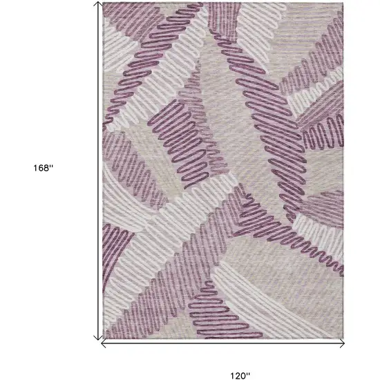 Lavender Purple And Ivory Floral Washable Indoor Outdoor Area Rug Photo 3
