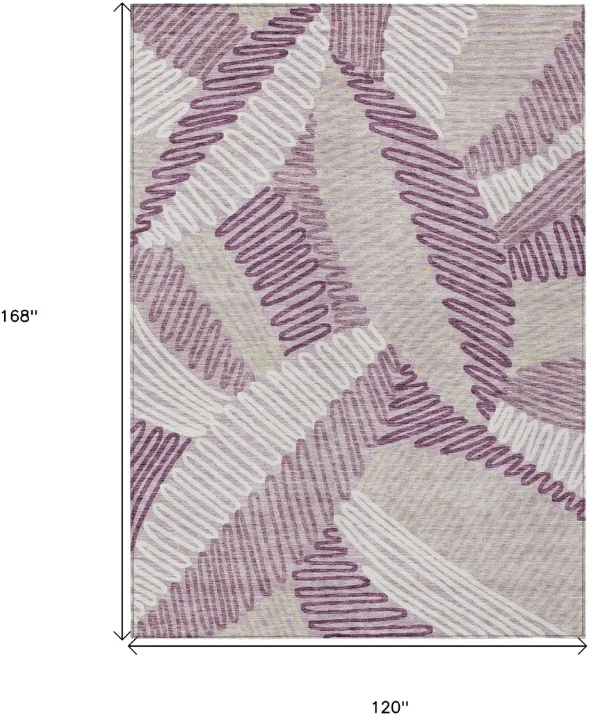 Lavender Purple And Ivory Floral Washable Indoor Outdoor Area Rug Photo 3