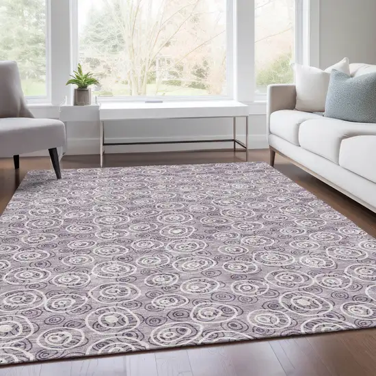 Lavender Purple And Ivory Geometric Washable Indoor Outdoor Area Rug Photo 7