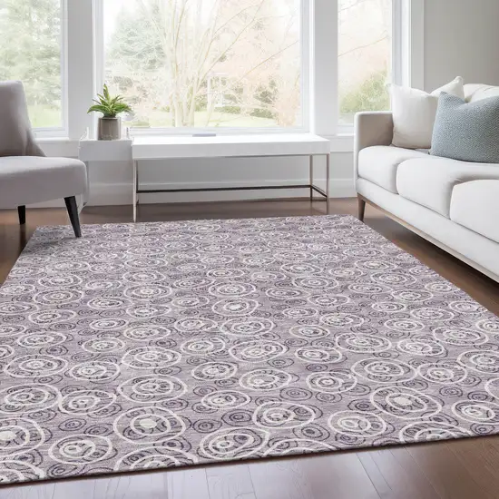 Lavender Purple And Ivory Geometric Washable Indoor Outdoor Area Rug Photo 7