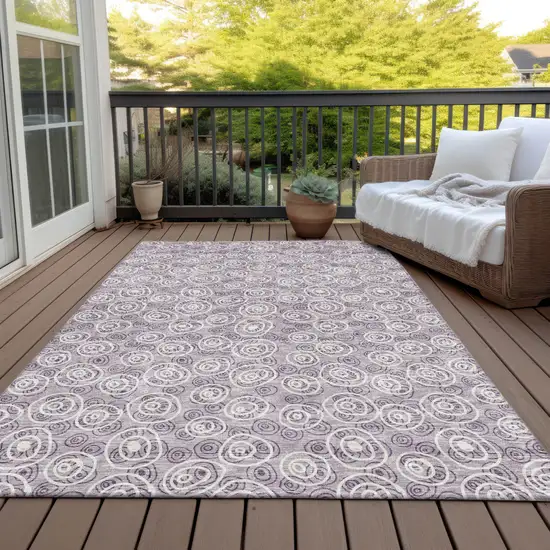 Lavender Purple And Ivory Geometric Washable Indoor Outdoor Area Rug Photo 7