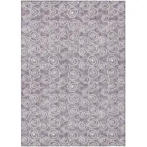 Photo of Lavender Purple And Ivory Geometric Washable Indoor Outdoor Area Rug