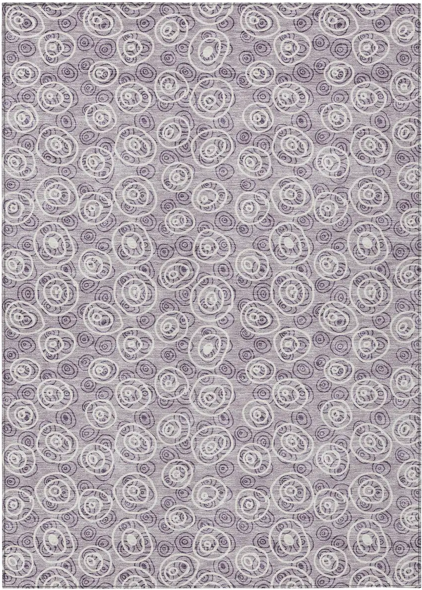 Lavender Purple And Ivory Geometric Washable Indoor Outdoor Area Rug Photo 1