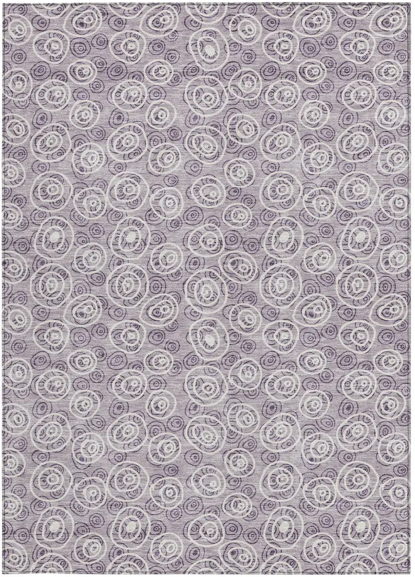 Lavender Purple And Ivory Geometric Washable Indoor Outdoor Area Rug Photo 5