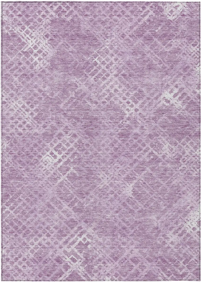 Lavender Purple And Ivory Geometric Washable Indoor Outdoor Area Rug Photo 2