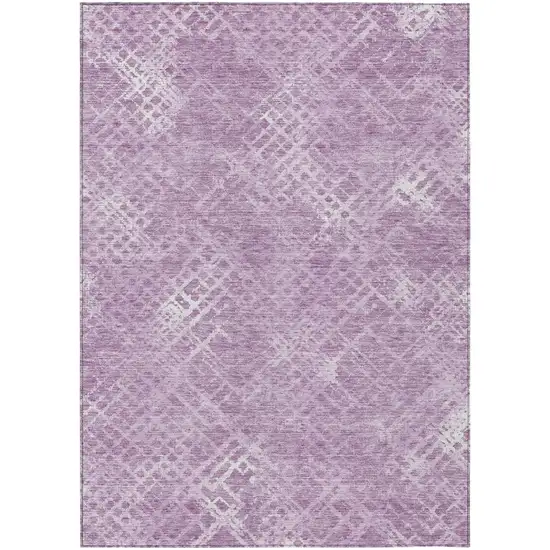 Lavender Purple And Ivory Geometric Washable Indoor Outdoor Area Rug Photo 2