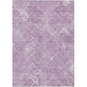 Photo of Lavender Purple And Ivory Geometric Washable Indoor Outdoor Area Rug
