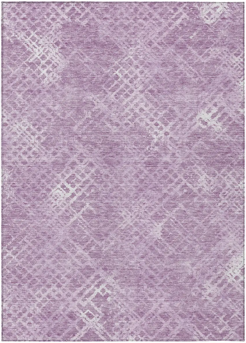 Lavender Purple And Ivory Geometric Washable Indoor Outdoor Area Rug Photo 2