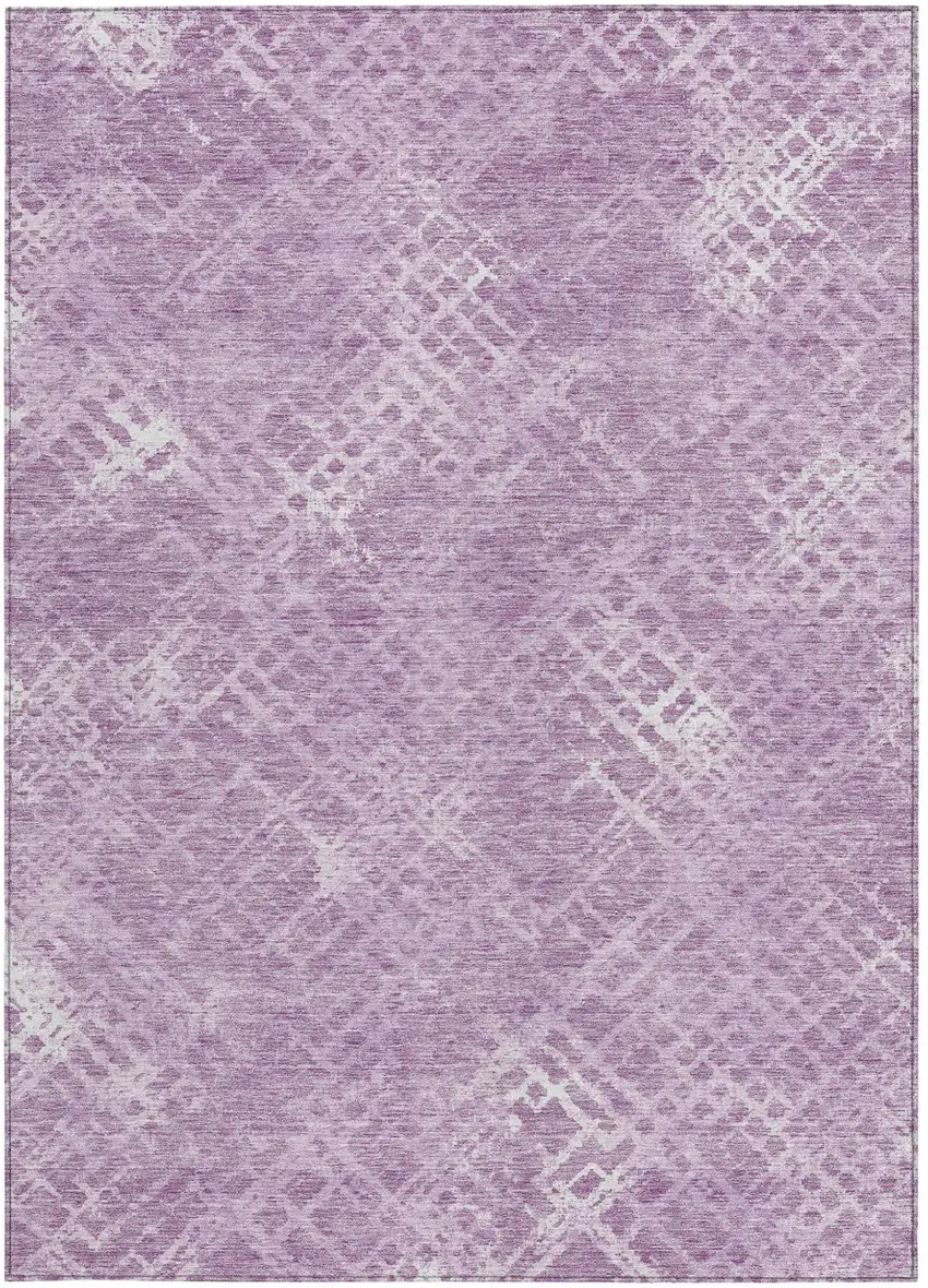 Lavender Purple And Ivory Geometric Washable Indoor Outdoor Area Rug Photo 6