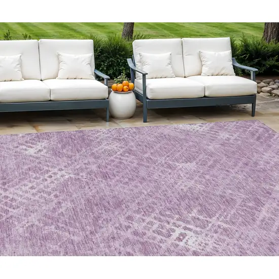 Lavender Purple And Ivory Geometric Washable Indoor Outdoor Area Rug Photo 1