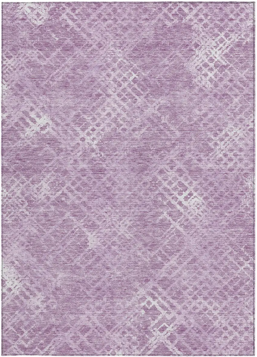 Lavender Purple And Ivory Geometric Washable Indoor Outdoor Area Rug Photo 7