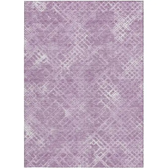 Lavender Purple And Ivory Geometric Washable Indoor Outdoor Area Rug Photo 7
