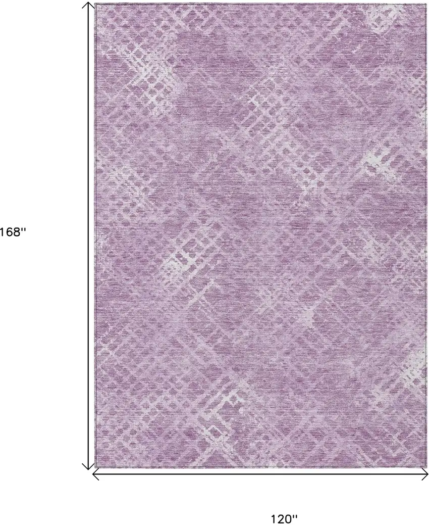 Lavender Purple And Ivory Geometric Washable Indoor Outdoor Area Rug Photo 3