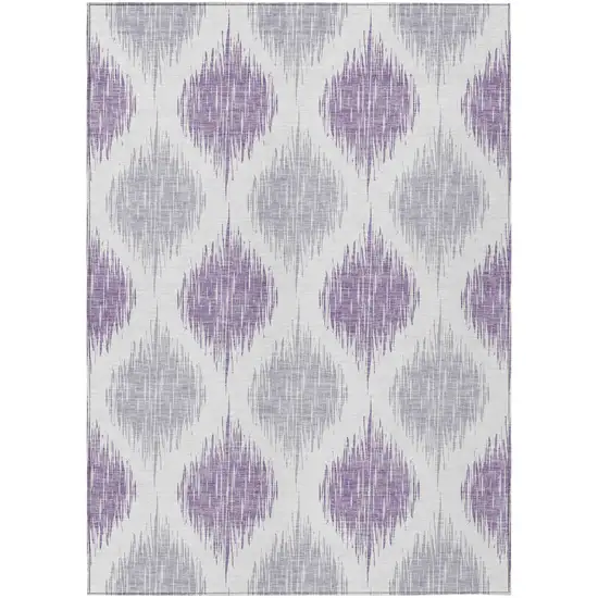 Lavender Purple And Ivory Ikat Washable Indoor Outdoor Area Rug Photo 2