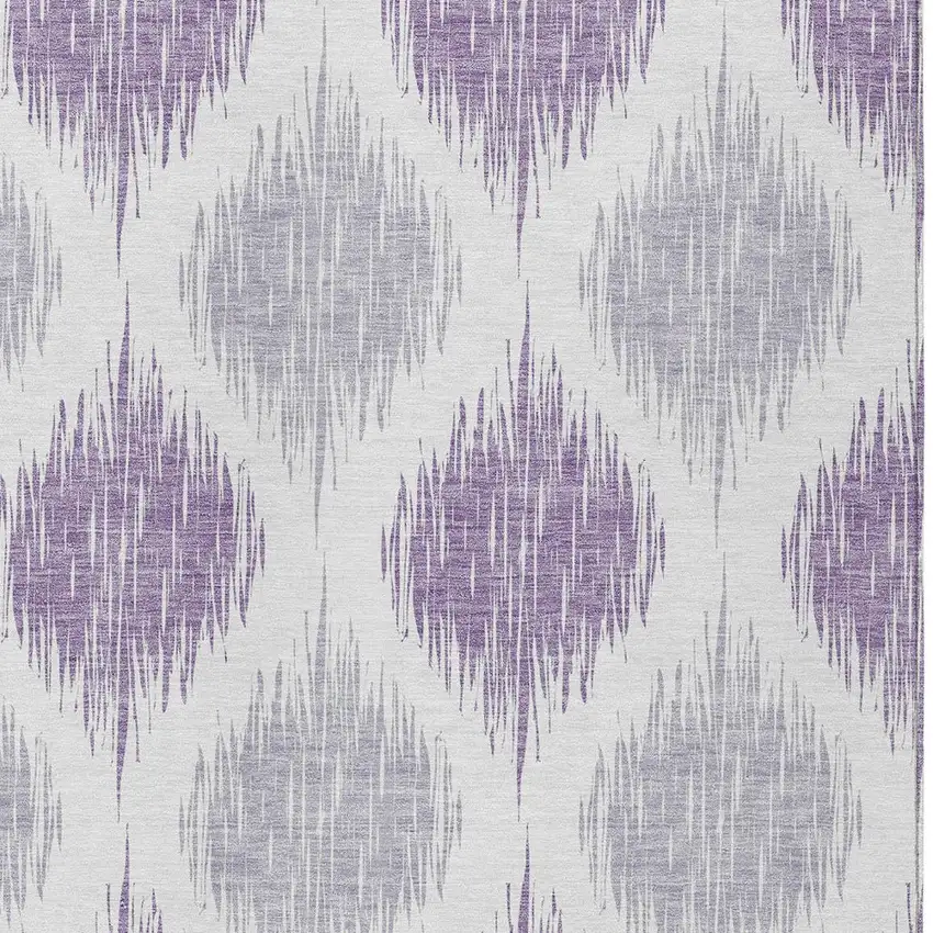Lavender Purple And Ivory Ikat Washable Indoor Outdoor Area Rug Photo 6