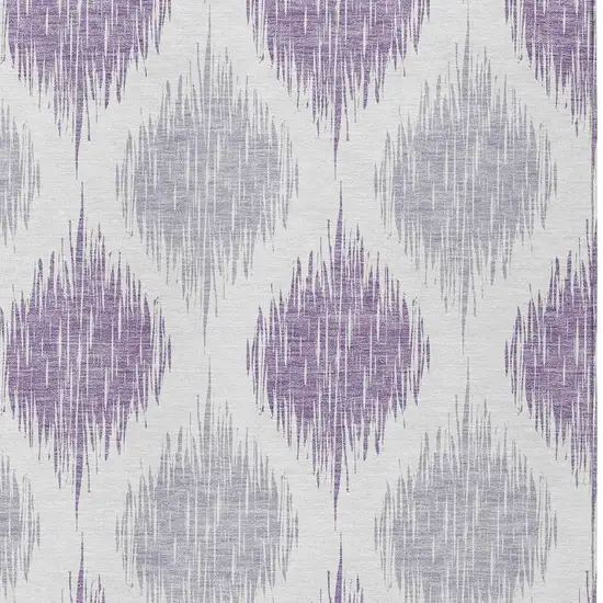 Lavender Purple And Ivory Ikat Washable Indoor Outdoor Area Rug Photo 6