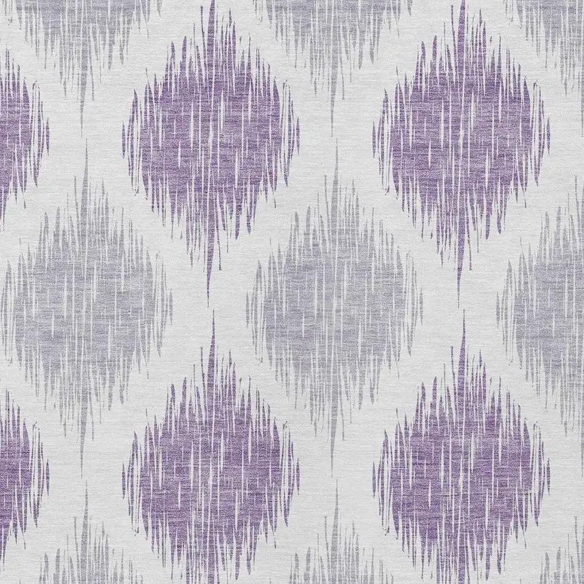 Lavender Purple And Ivory Ikat Washable Indoor Outdoor Area Rug Photo 6