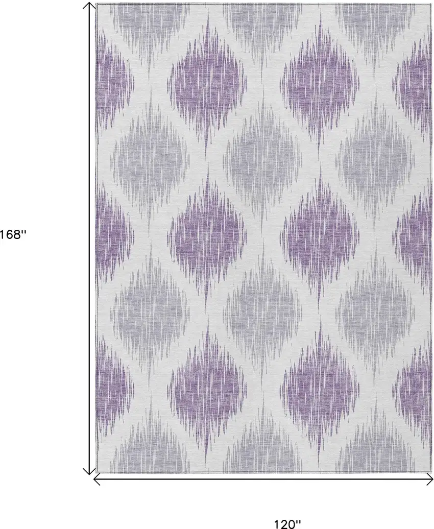 Lavender Purple And Ivory Ikat Washable Indoor Outdoor Area Rug Photo 3