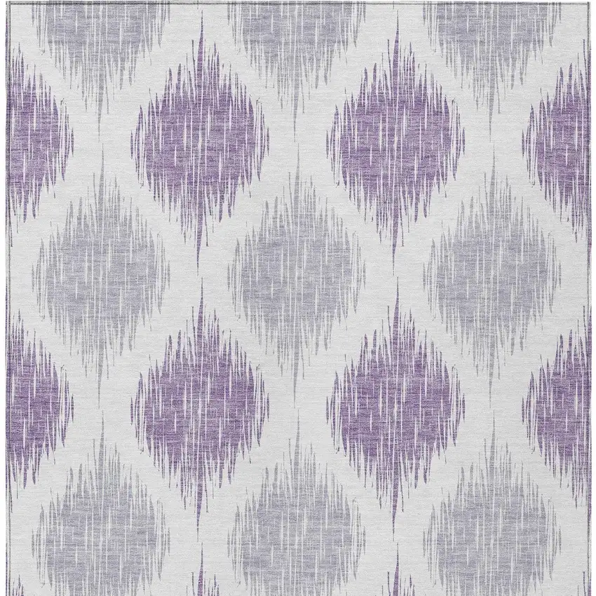 Lavender Purple And Ivory Ikat Washable Indoor Outdoor Area Rug Photo 7