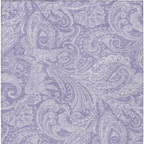 Lavender Purple And Ivory Paisley Washable Indoor Outdoor Area Rug Photo 6