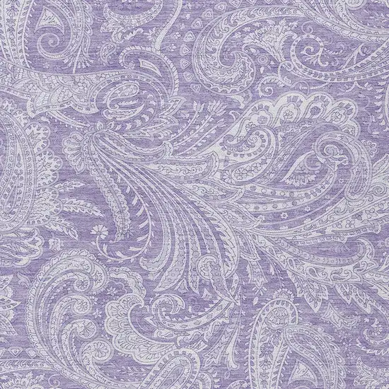 Lavender Purple And Ivory Paisley Washable Indoor Outdoor Area Rug Photo 5