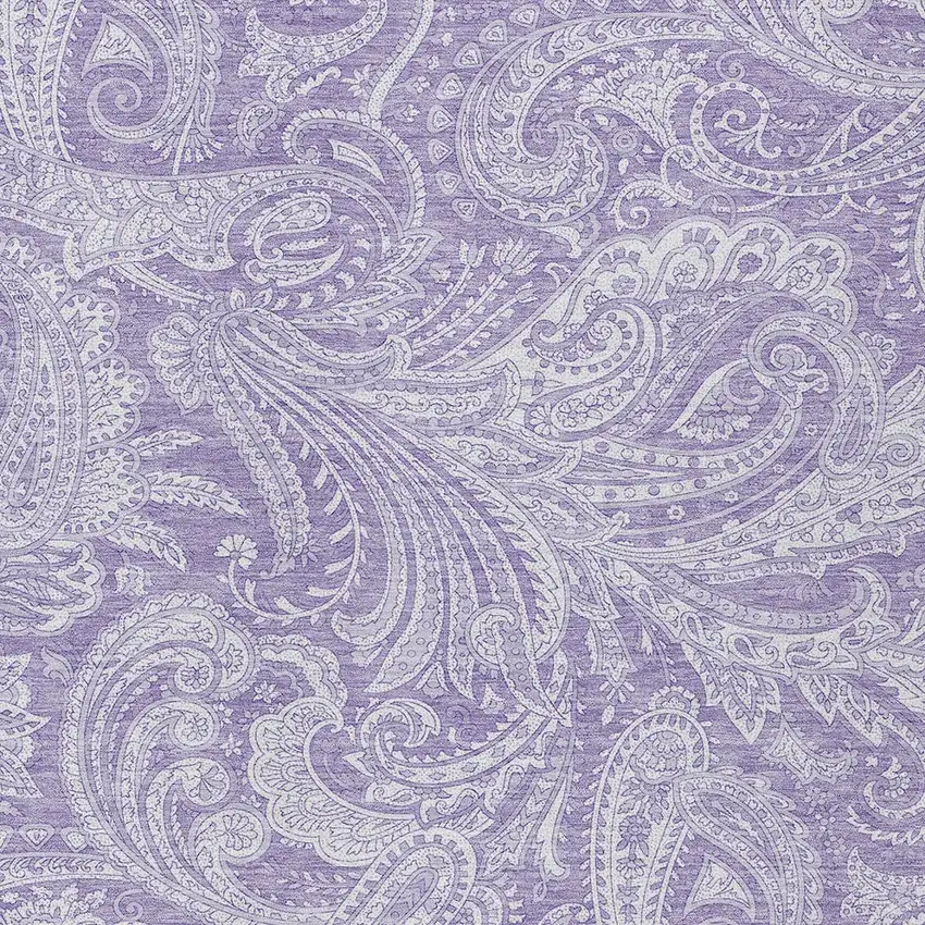 Lavender Purple And Ivory Paisley Washable Indoor Outdoor Area Rug Photo 5