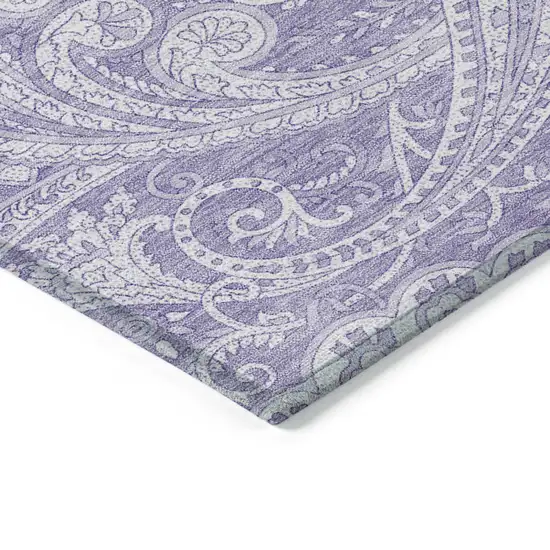 Lavender Purple And Ivory Paisley Washable Indoor Outdoor Area Rug Photo 4