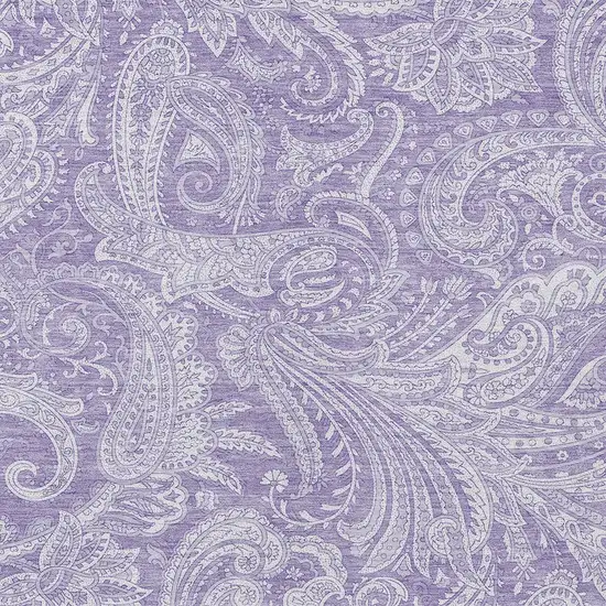 Lavender Purple And Ivory Paisley Washable Indoor Outdoor Area Rug Photo 5
