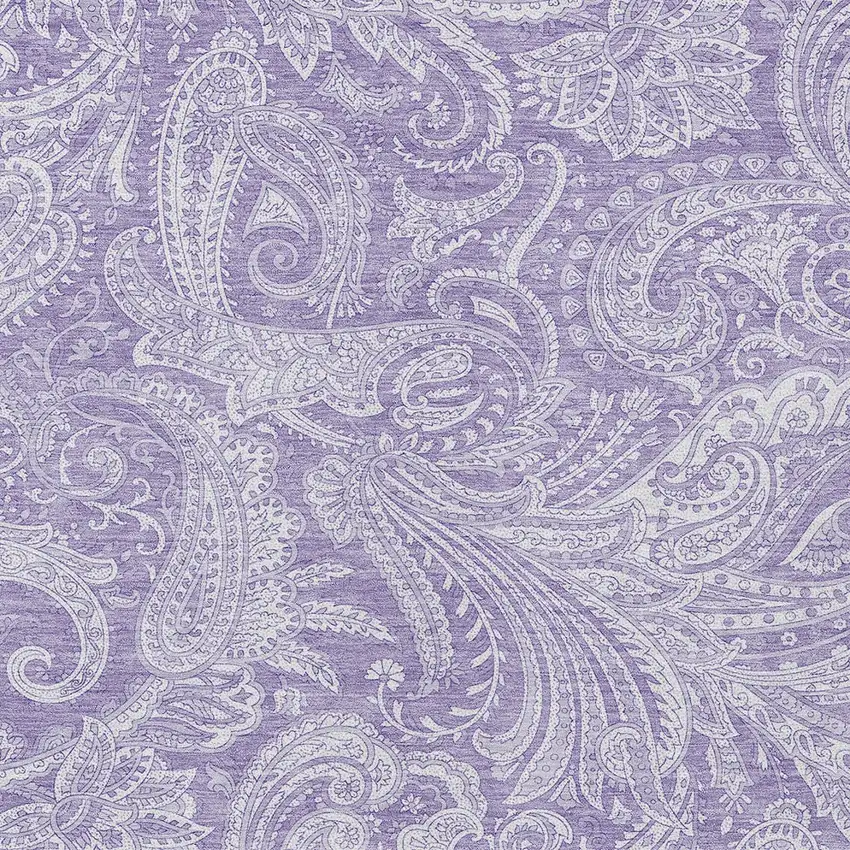 Lavender Purple And Ivory Paisley Washable Indoor Outdoor Area Rug Photo 5