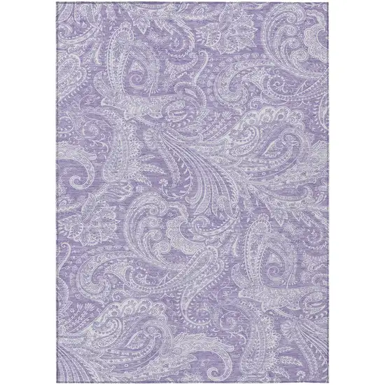Lavender Purple And Ivory Paisley Washable Indoor Outdoor Area Rug Photo 2