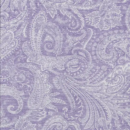 Lavender Purple And Ivory Paisley Washable Indoor Outdoor Area Rug Photo 5