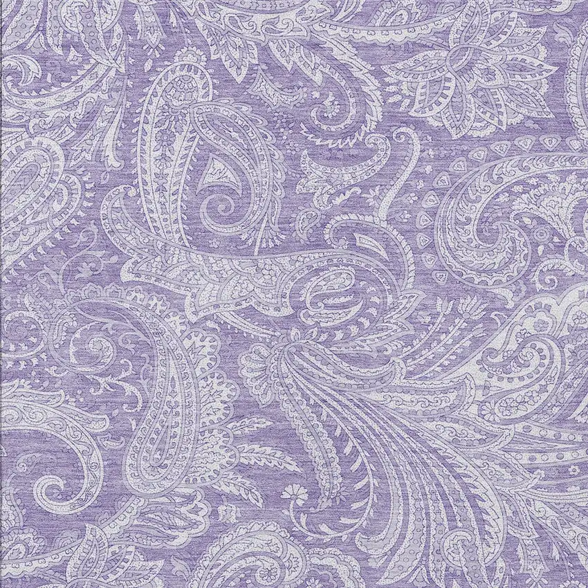 Lavender Purple And Ivory Paisley Washable Indoor Outdoor Area Rug Photo 5