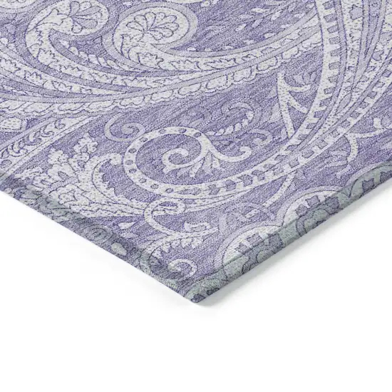 Lavender Purple And Ivory Paisley Washable Indoor Outdoor Area Rug Photo 4