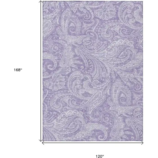 Lavender Purple And Ivory Paisley Washable Indoor Outdoor Area Rug Photo 3